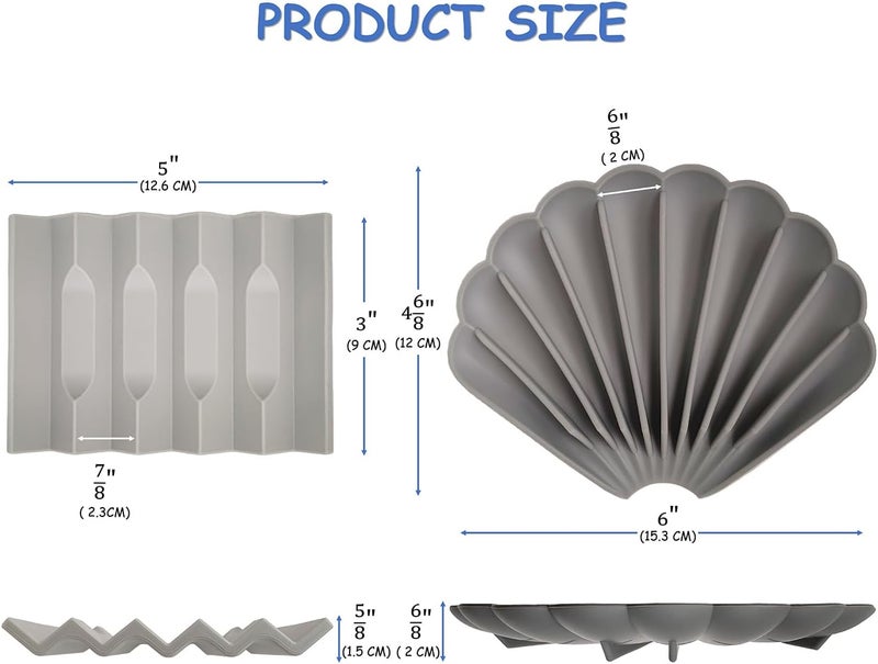 Acopelo 2 Pack Silicone Paint Brush Holders, Large and Small Paint Brush Rest with Multiple Slots, Suitable for Watercolor, Oil, Acrylic Painting Brushes (Grey) (Small) - Image 2